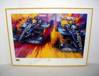 Andretti and Fittipaldi Black2 Autographed Framed Print