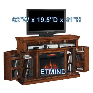 New Fremont Media Mantel Electric Fireplace Heater Infrared Oak Stand