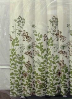  Fabric Shower Curtain Border Print Enchanted Forest Green New