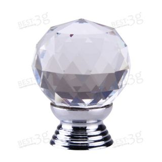 clear round crystal glass cabinet drawer door pull knobs handles 30mm