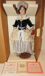 Franklin Mint Heirloom Dolls The Strawberry Girl Porcelain Doll Unused