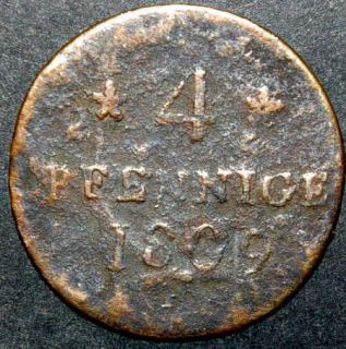  Saxony 4 Pfennige 1809 H Friedrich August I