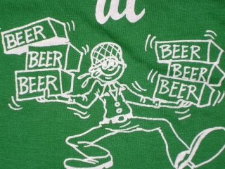  70s M t shirt army drunk soldier beetle bailey fort drum beer new york