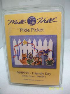 Mill Hill Pixie Picket Kit Friendly Day Cat Dog Counted Beaded Kit
