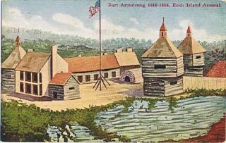 Postcard 935778 Fort Armstrong 1816 36 Rock Island IL Aresnal American