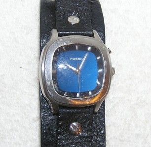 Mens Fossil Big Tic Stainless Steel Watch Black Leather Band Water