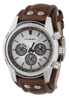 Fossil Leather Strap Brown Dial Chronograph Mens Watch CH2565
