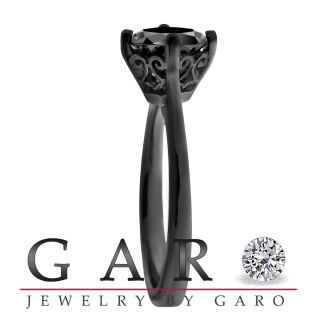  Black Gold 1 03 Carat Black Diamond Solitaire Engagement Ring