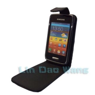 Black Flip Leather Case Cover Pouch Film for Samsung Wave Y S5380