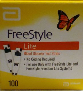 100 Freestyle Lite Blood Glucose Test Strips