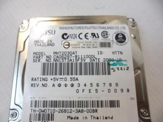 Fujitsu 30GB IDE/ATA MHT2030AT Laptop Hard Disk Drive 2.5 4200RPM