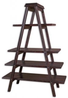  Ladder Style Wood Etagere 4 Shelf Display Unit Open Storage