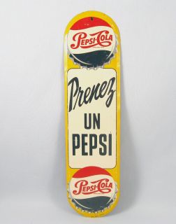  1954 PEPSI COLA ADVERTISING TIN DOOR PUSH PLATE FRENCH QUEBEC SODA POP