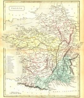 France Ancient Roman Gaul Gallia Antiqua Hall 1861 Map