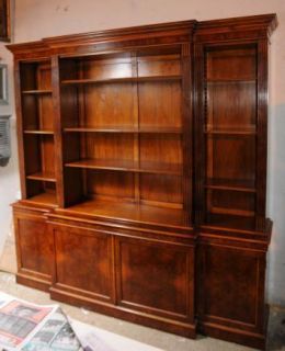 Walnut Regency Breakfront Bookcase Book Case XL Furniture