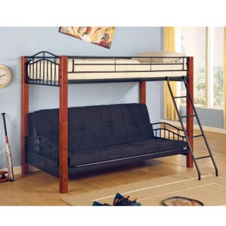  Collection Metal and Wood Casual Twin Over Futon Bunk Bed