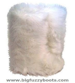  Wuffies© White Faux Fur Boots Fuzzy Fluffy Big Fur Boots Sz 5