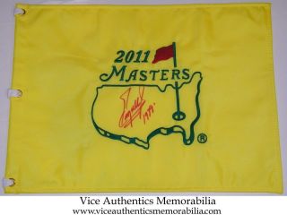 Fuzzy Zoeller Signed Auto 2011 Masters Flag w 1979 Augusta PGA Tour