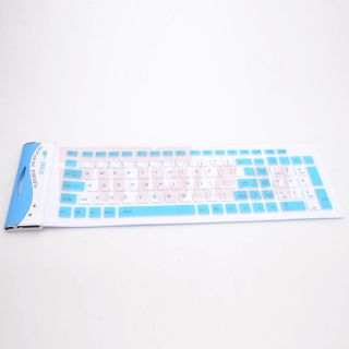  Flexible Folding Roll up Silicone Portable Waterproof Keyboard Blue C