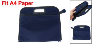  Compartments Zip up Plastic Handle A4 Paper Blue Nylon File Folder Bag