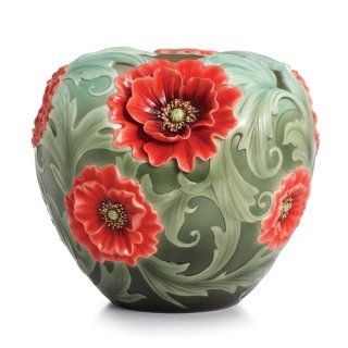 Franz Porcelain Poppy Flower Porcelain Mid Size Vase FZ02358 New in