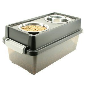 Pet Food Storage and Server Dog Water Bowl Medium Double Bowls Feeder