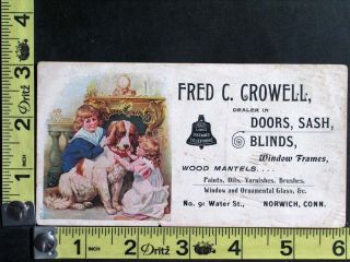 Vintage Fred C Crowell Norwich Conn Advertising Ink Blotter with Dog