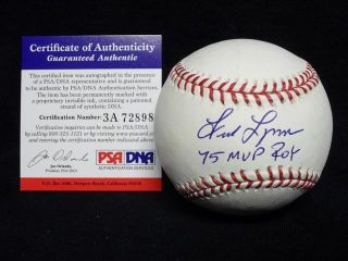 Fred Lynn Signed Auto Autograph Baseball Ball PSA DNA 1975 MVP Roy