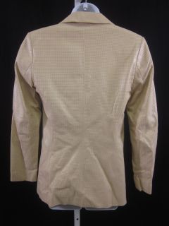 you are bidding on a guy fulop tan leather long sleeve blazer jacket