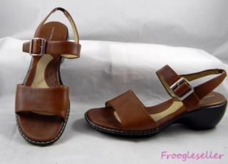 Footthrills Womens Ankle Strap Sandals Heels Shoes 10 M Brown Leather