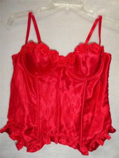 Fredericks of Hollywood Bustier Corset Size 36 Red Satin Removable