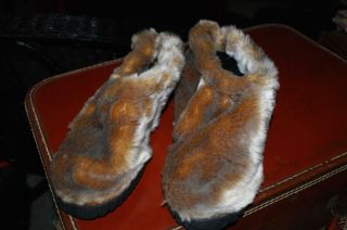  Fuzzy Furry Faux Acrylic Rabbit Fur Slippers Size 10 R G Barry