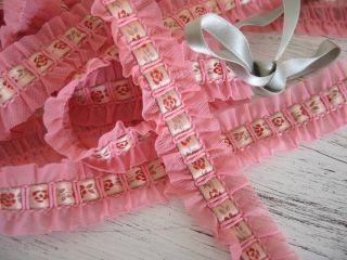 French Ribbon Ruffle Satin Trim with Embroidery
