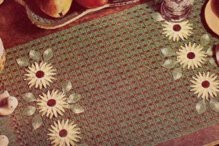 Vintage Crochet Pattern Flower Placemats Applique Three