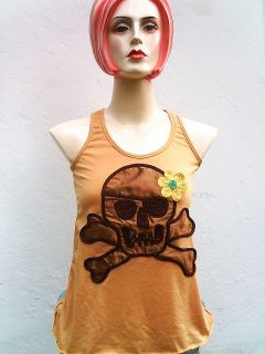 Flower Power Skull Baby Rockabilly Tank Top Shirt s M