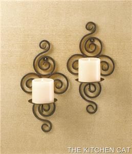  Candleholders Scroll Rustic Tuscan French Country Decor Metal