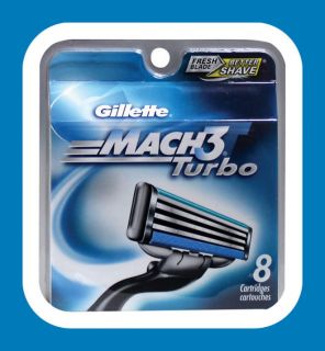 Gillette Mach3 Turbo Shaving Refill Cartridges Razor Blades 8 Pack New