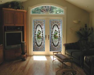 description newly constructed leaded glass entry french doors