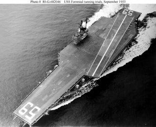 USS Forrestal CVA59 Run Trials Sept 1955 8x10 Photo