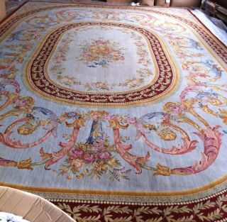  Hand Knotted Thick and Plush French Savonnerie Rug Carpet