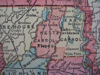 1903 Railroad Lake Map Louisiana Baton Rouge Shreveport