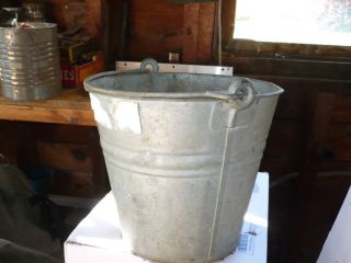Vintage Galvanized Metal Berry Pail Bucket Bail Handle PLANTER Made in