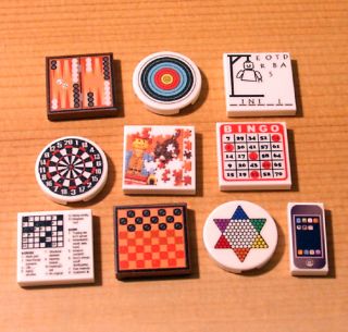 FUN CUSTOM GAMES PACK checkers bingo archery LEGO accessory for train