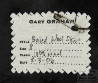 Gary Graham Black Wool A Line Skirt Size 8