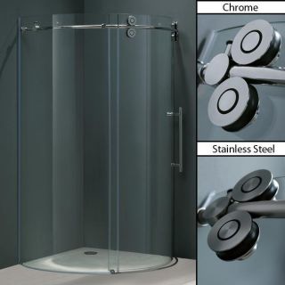 Vigo Frameless Round Clear Shower Enclosure with Right Sid stainless