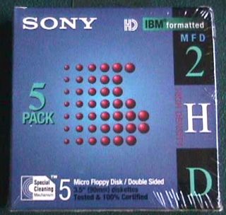 Sony HD IBM Formatted MFD 2HD Micro Floppy Disk Double Sided 5 Pack