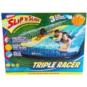 Water Slip N Slide Triple Racer Toy Kids Lawn Fun Game