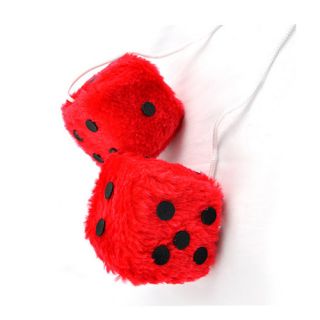 Red Cool Fuzzy Dice Car Truck to Hanger Your Mirror