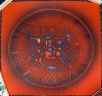 Paul Maxwell  724 Signed Fine Art Stencil Casting Red 3 D Textured