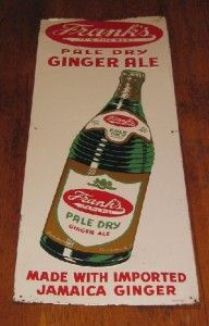 Vintage Franks Beverages Ginger Ale Collectible Soda Advertising Tin